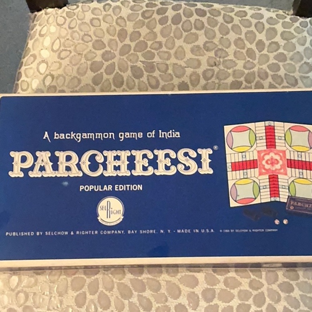 1964 Parcheesi Popular Edition Board Game - Blue
